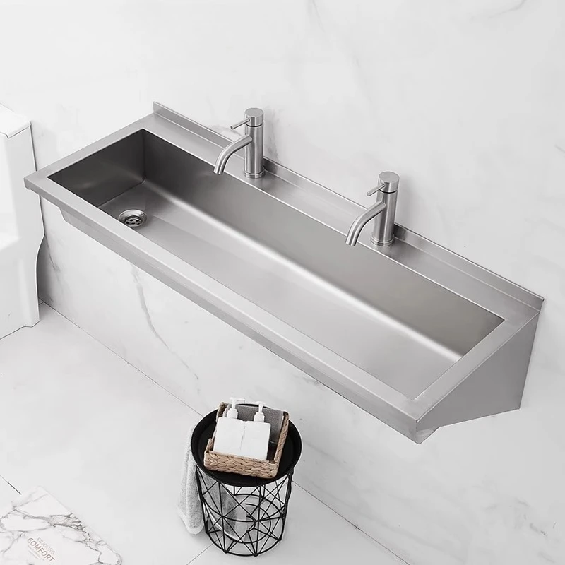 

304 stainless steel extended sink outdoor washbasin wall-mounted kindergarten sink school canteen sink