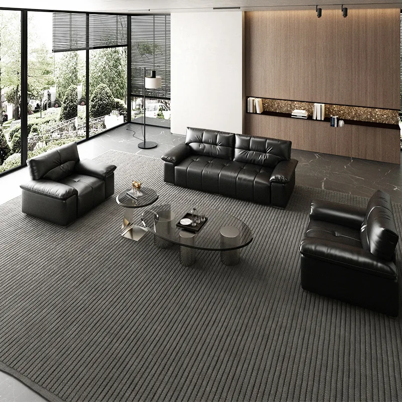 Eco Leather Office Sofa Set: Fireproof Breathable, Sponge Filled With Backrest For Private Villa Office