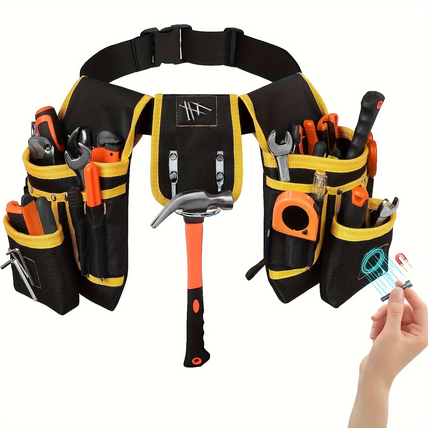 

1pcs Magnetic Tool Belt with 26 Straps Heavy Duty Tool Bag for Carpenter Electrician Construction Removable Mens Work Belt Gift