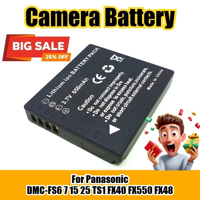 

3.7V 650mAh BCF10E Camera Battery for Panasonic DMC-FS6 7 15 25 TS1 FX40 FX550 FX48