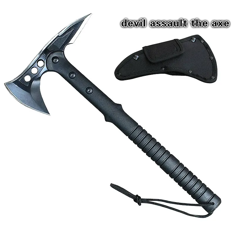 Multi-function black tactical axe outdoor rescue axe fire axe jungle logging multi-function removable axe + nylon axe sleeve