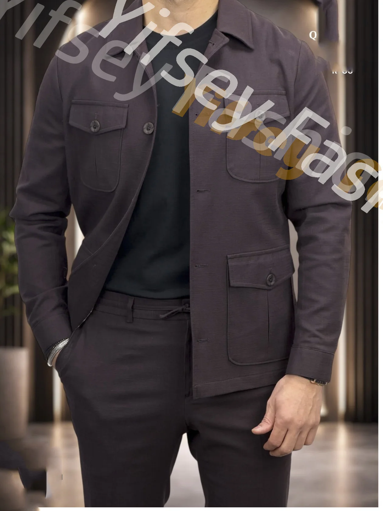 4 Flip Pockets Design African Men Suit Set Boyfriend Blazer Trousers Outfit Safari Suit Jacket Pants 2pc Ins Blogger Same Style