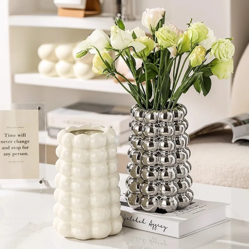 Nordic Simple Ceramic Vase Ornament Living Room Flower Altos Arrangement High-end Art Home Decoration Vases Maison Jarrones