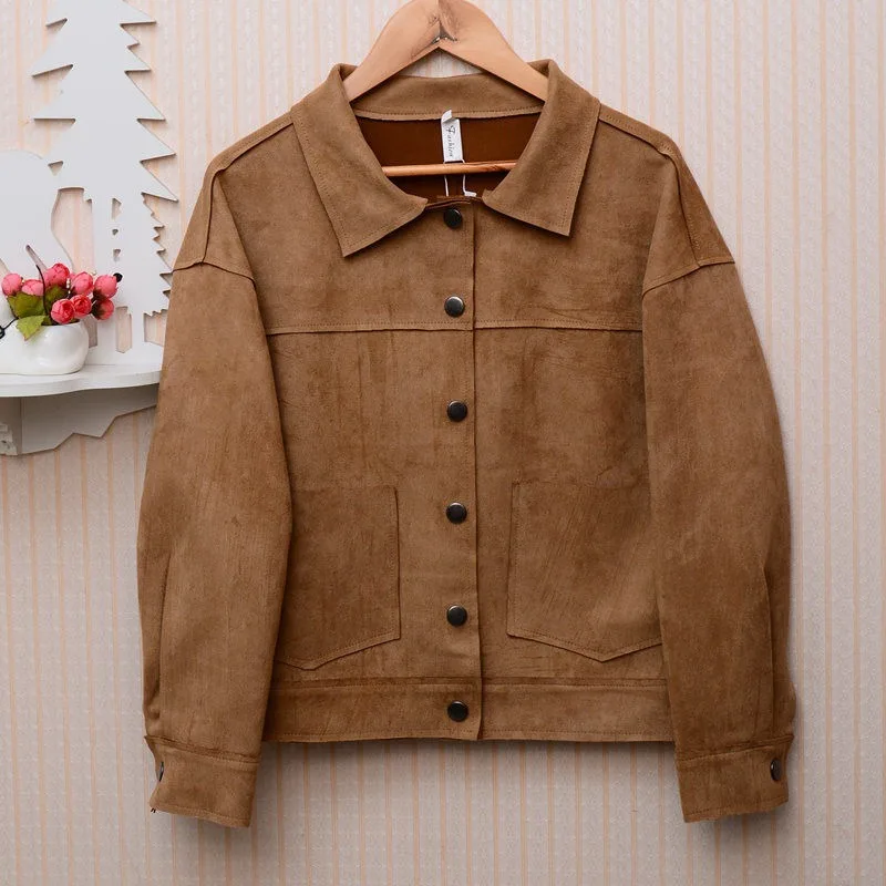 

Buckskin Velvet Women's 2025 Autumn New Style Spliced POLO Collar Button Pocket Fashion Casual Long-sleeved Windbreaker Jacket