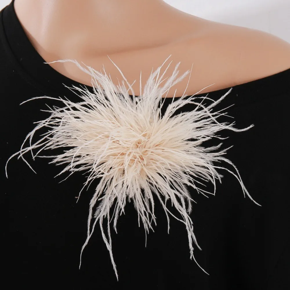 Neue 14 cm handgemachte Feder Blume Brosche Pin für Frauen Hochzeit Party Abzeichen Anstecknadeln Zubehör Modeschmuck Geschenke – Detail 4