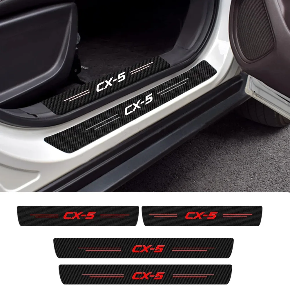 4X Car Door Threshold Sill Sticker For Mazda CX5 CX 5 2012 2013 2014 2015 2016 2017 2018 2019 2020 2021 KE KF Tuning Accessories