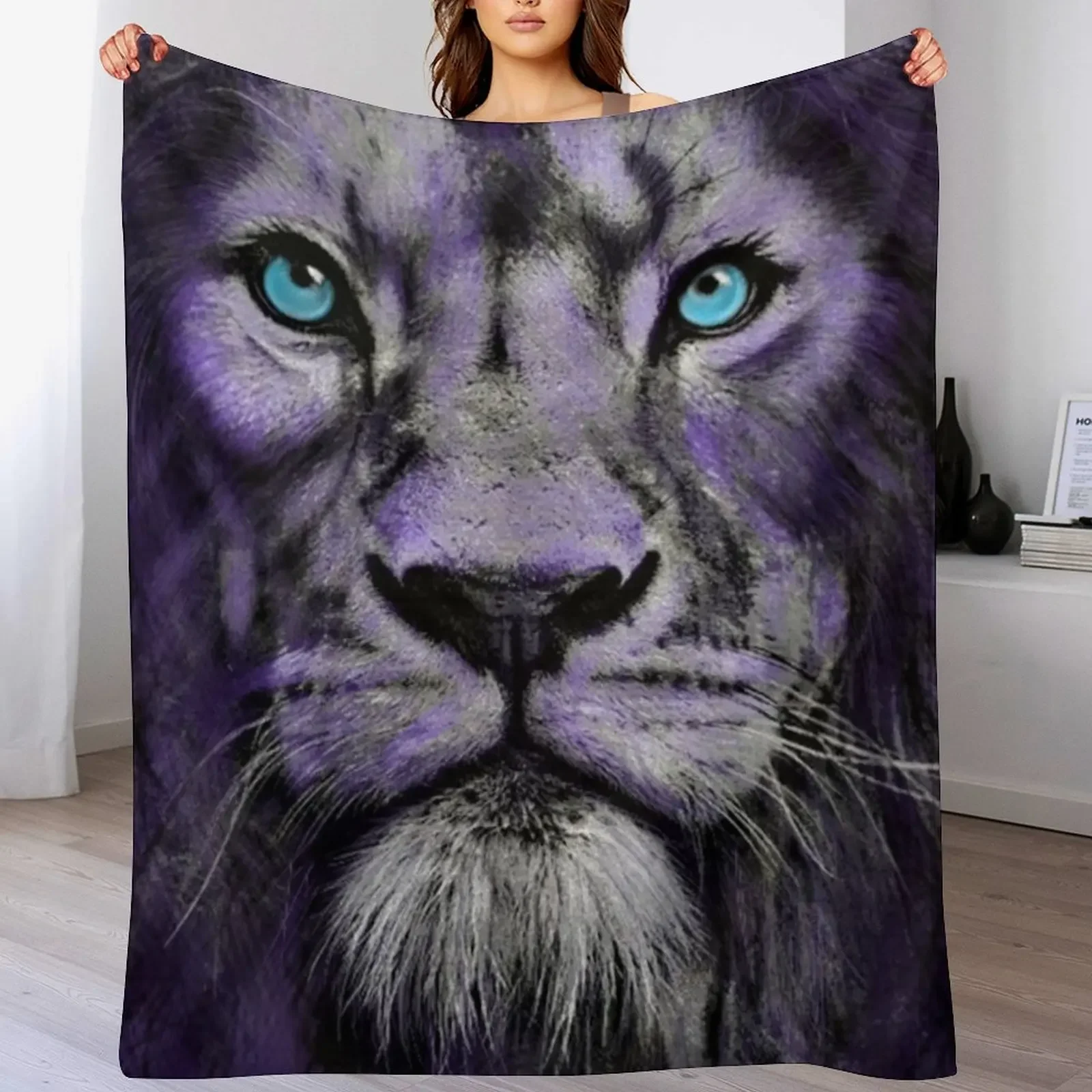 Blue Eyed Lion - design by UMD Throw Blanket cosplay anime Quilt Camping Blankets