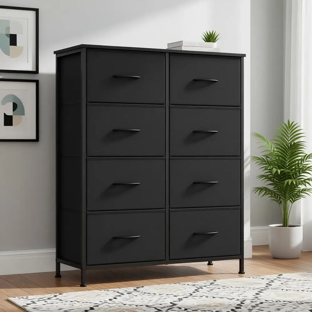 

Non-Woven Fabric Drawer Organizer, Bedroom Storage Unit, Steel Frame, Black Finish