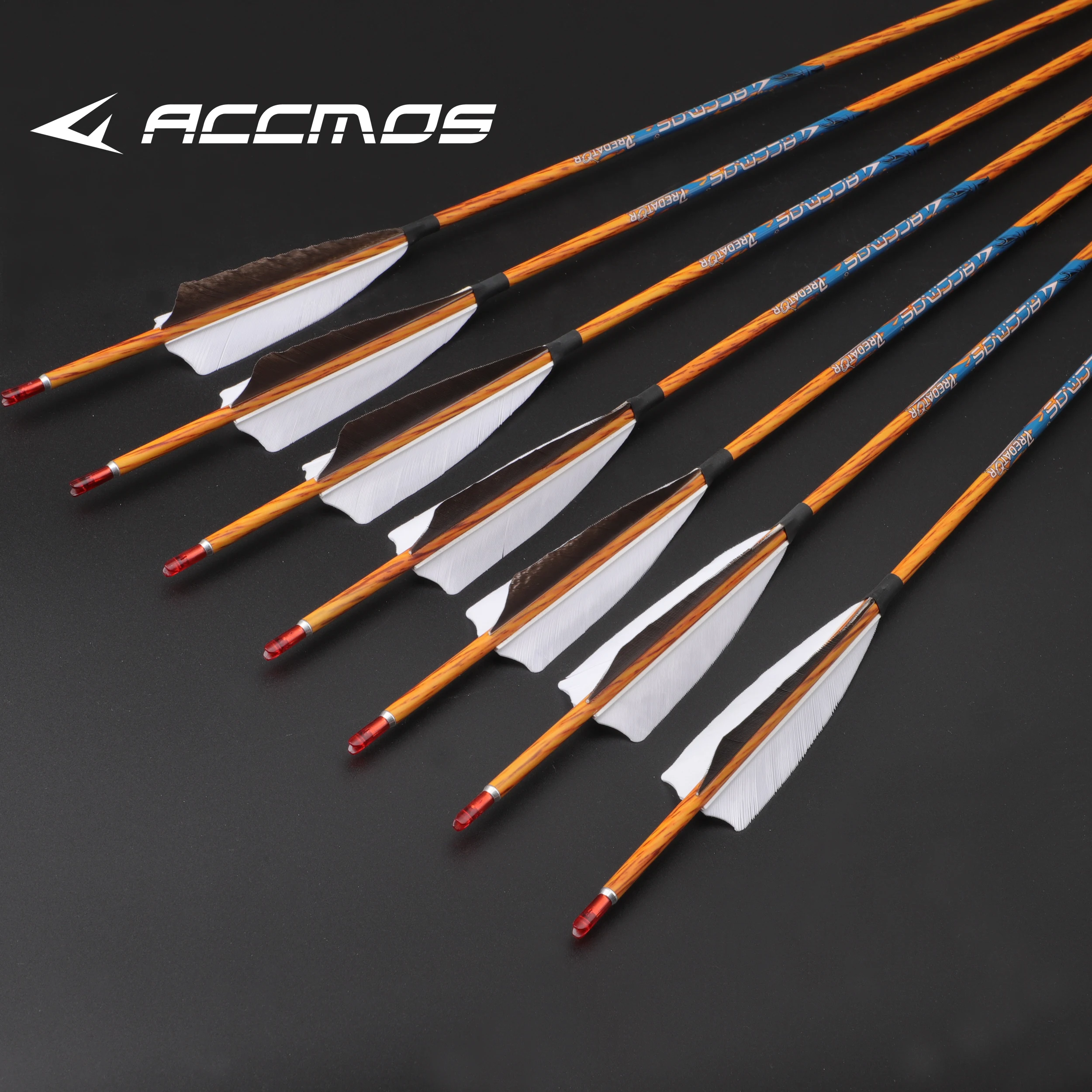 6/12pcs Wood Skin Carbon Arrow ID 4.2 mm 31'' Spine 600 700 800 with 4 inches Natural Feathers for Bow Archey Shooting Accessory