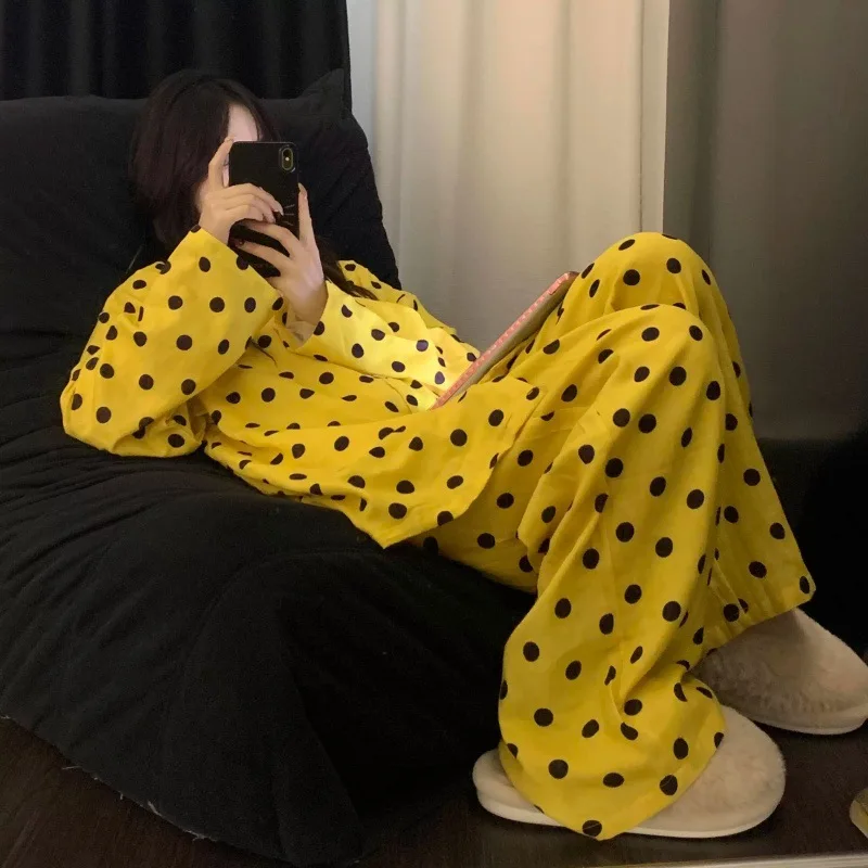 New Spring/Fall Collection: Sweet And Cute Teen-Style Pajamas—Relaxed-Fit Loungewear Set With Long Sleeves And Long Pants