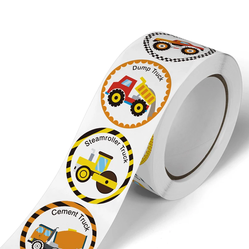 Construction Vehicle Decoration Sticker Engineering Car Paper Cups Kids Boy DIY Gift Sealing Label