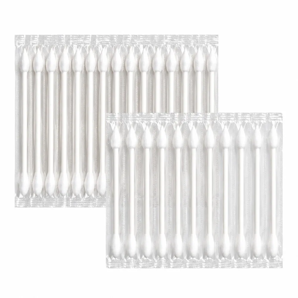 200Pcs Precision Tips Double Headed Cotton Swabs Portable Dustproof Cotton Buds Moisture-proof Individually Packaged