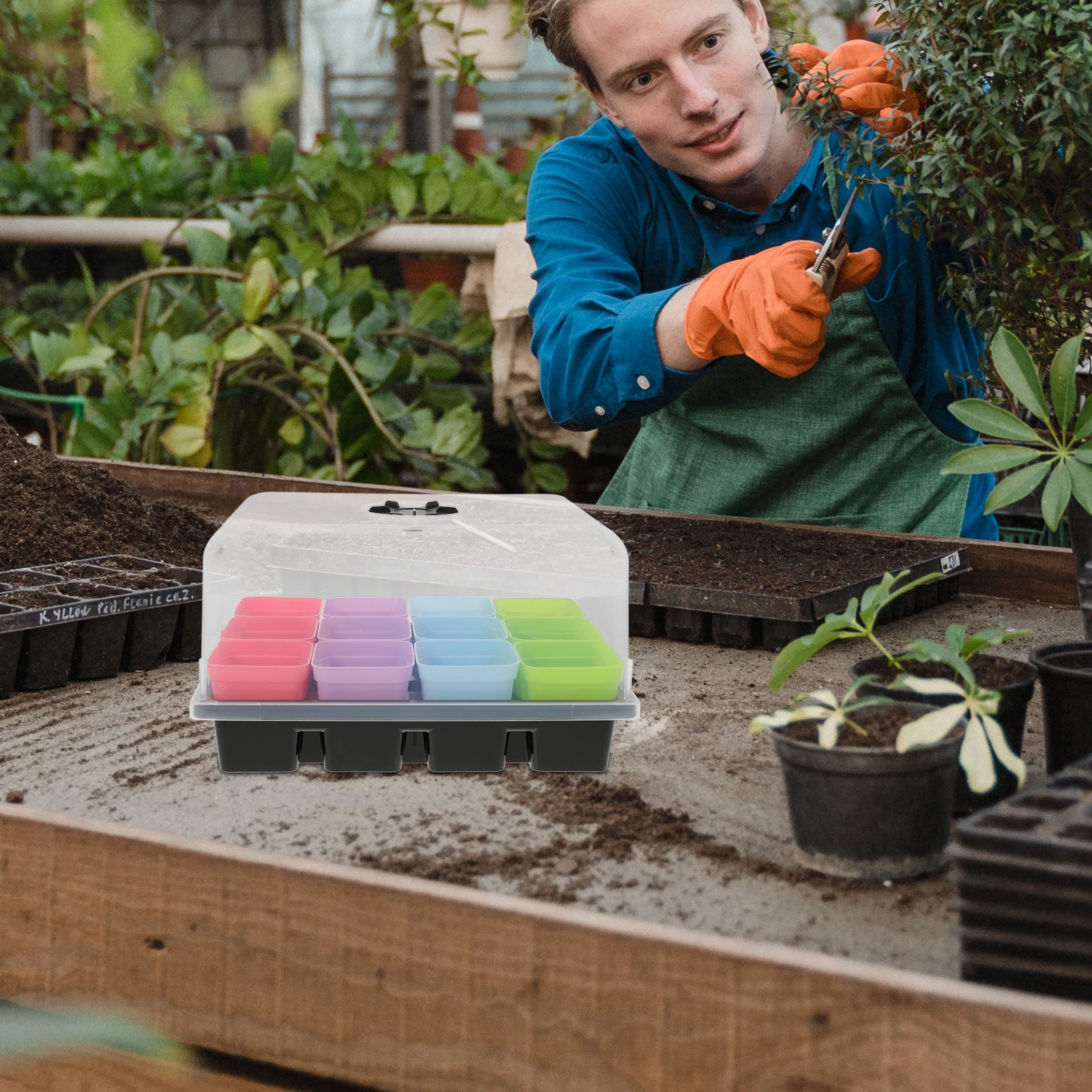 

12 Cell Seedling Tray Planting Set Lightweight Durable Plastic Pots Drainage Holes Plant Nursery Pots for Vegetables
