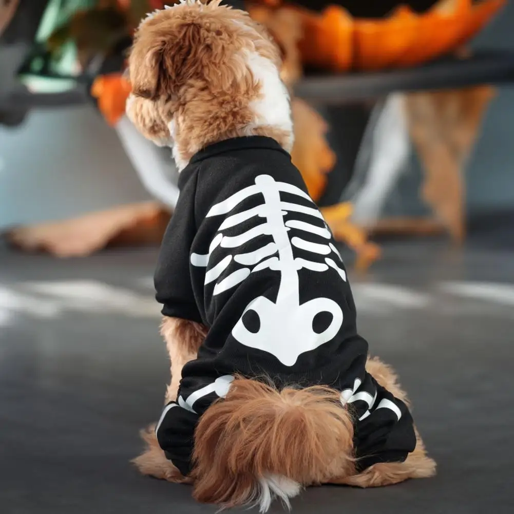 Pet Skeleton Costume Jumpsuit for Small Medium Dogs Funny Halloween Clothes Apparel Puppy Outfit Cosplay