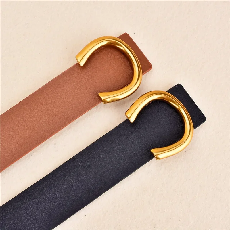 Wholesale Luxury Full Grain Genuine Leather Wide Waistbands Elegant Ladies Brown Khaki Cowhide Waist Belts Cinturones Para Mujer