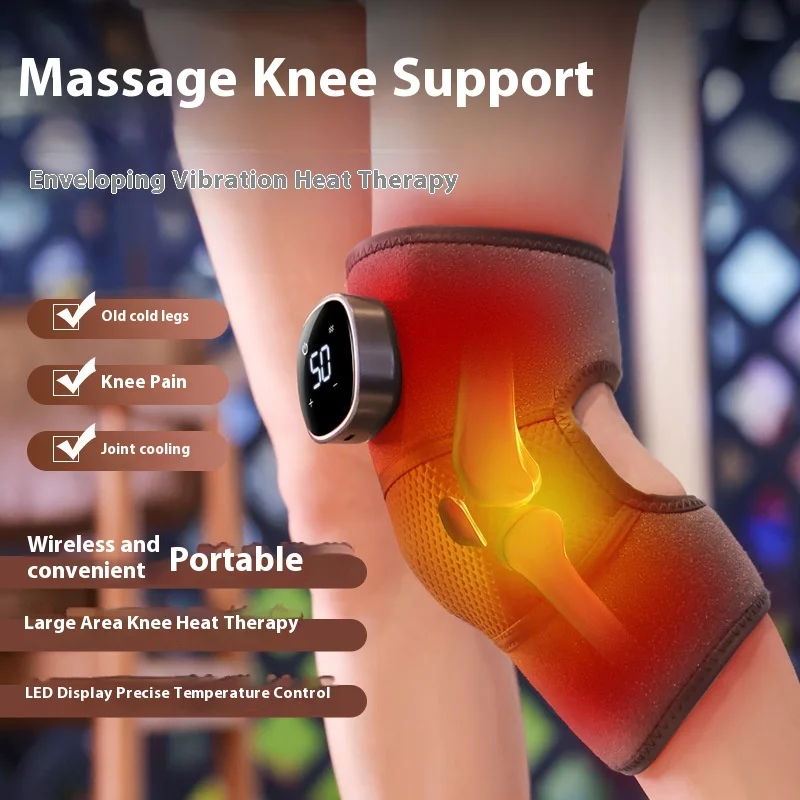 

Беспроводная электрическая тепловая массажная подушка для коленей, плеч, локтей, портативная вибрирующая горячая компрессионная обертка для ухода за мышечными суставами