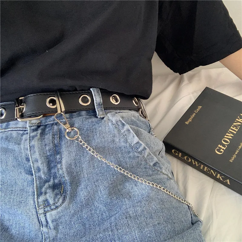 Newest Design Detachable Waist Belt Chain Punk Hip-hop Trendy Women Belts Lady Fashion Silver Pin Buckle leather Waistband Jeans