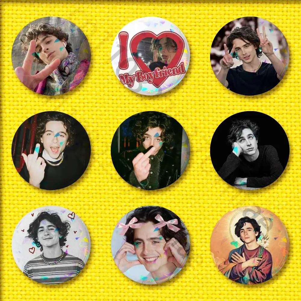 

T-Timothee C-Chalamet Badge For 44mm 25mm 32mm 75mm 58mm Round Tinplate Pin Brooch Insignia Case Gift