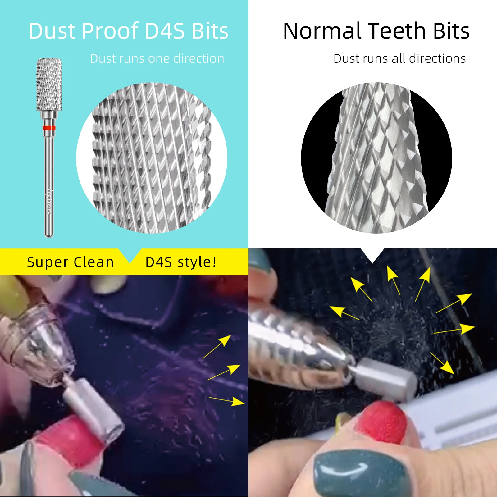 HYTOOS 13mm Barrel Carbide Nail Drill Bits Dust Proof Nail Bit 3/32 Right-handed Electric Manicure Efile Remove Acrylic Gel Tool