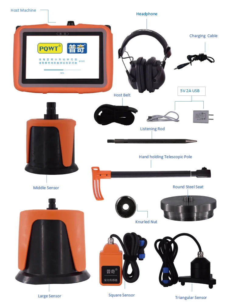 PQWT-L7000 Industrial Metal Detectors Portable Water Leak Detector Plumbing Tools And Equipment Pipeline Repair Service