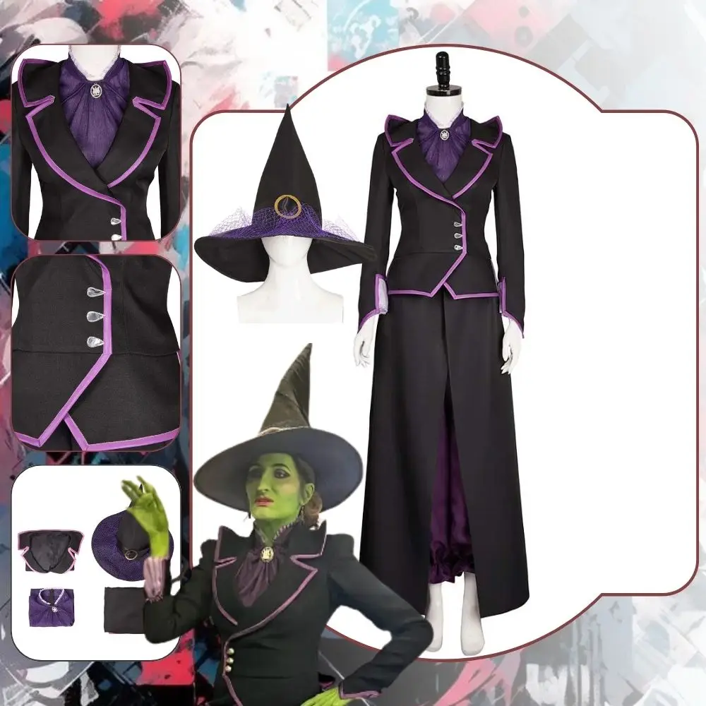 Agatha All Along Agatha Cosplay Fantasia Costume Disguise for Women Dress Black Jacket Hat Outfits Halloween Carnival Suit