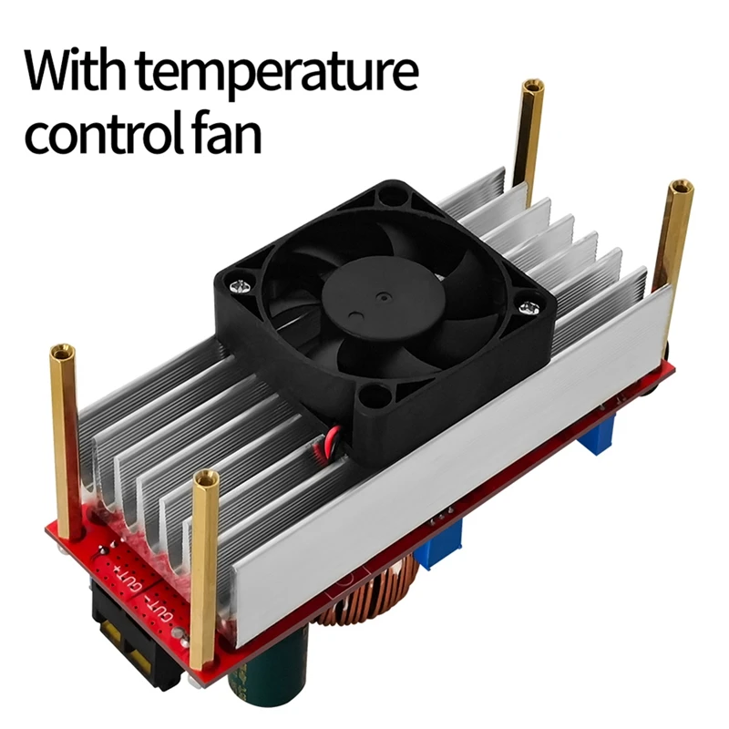 1500W DC-DC Booster Module 30A Adjustable Constant Voltage And Current Electric Vehicle Power Board+Fan 12-48V To 24-72V