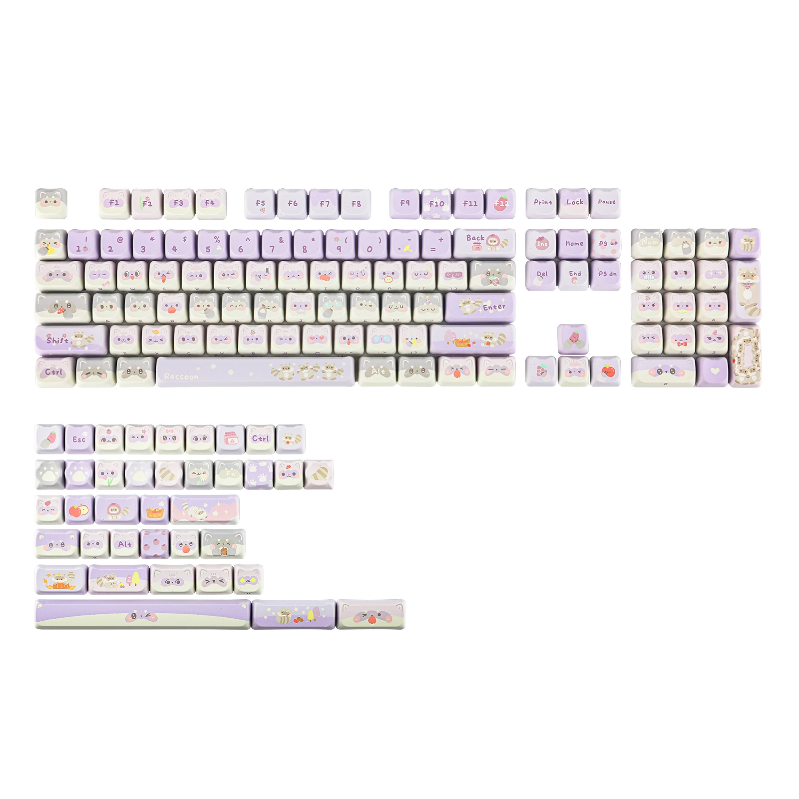 

KiiBOOM X Maorbeng Raccoon Dynasty Keycap Set 142 Keys MAO Profile PBT Full Keycaps for ANSI Layout Mechanical Keyboard
