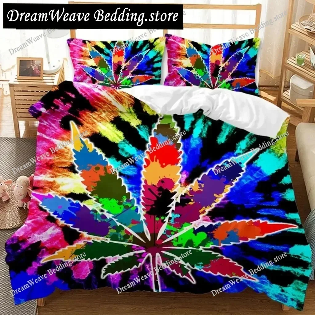 New Arrival Weed Leaves Bedding Set Single Twin Queen King Size Quilt Cover Pillowcase Duvet Cover Polyester Comforter Cover5195