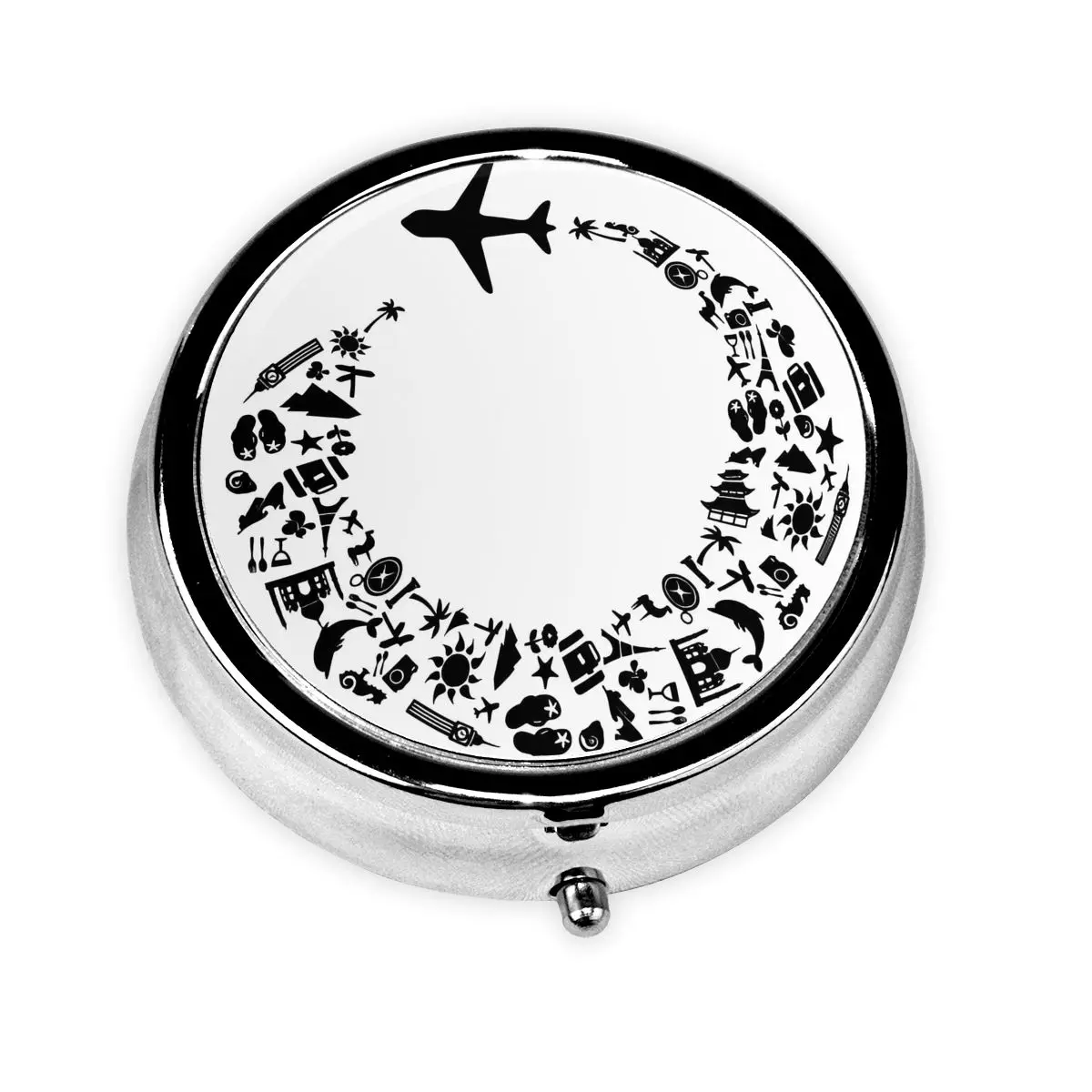 

Авиационная круглая коробка для таблеток, 3-компонентный диспенсер для таблеток, пилотный авиатор, портативный держатель для лекарств, коробка для хранения, контейнер