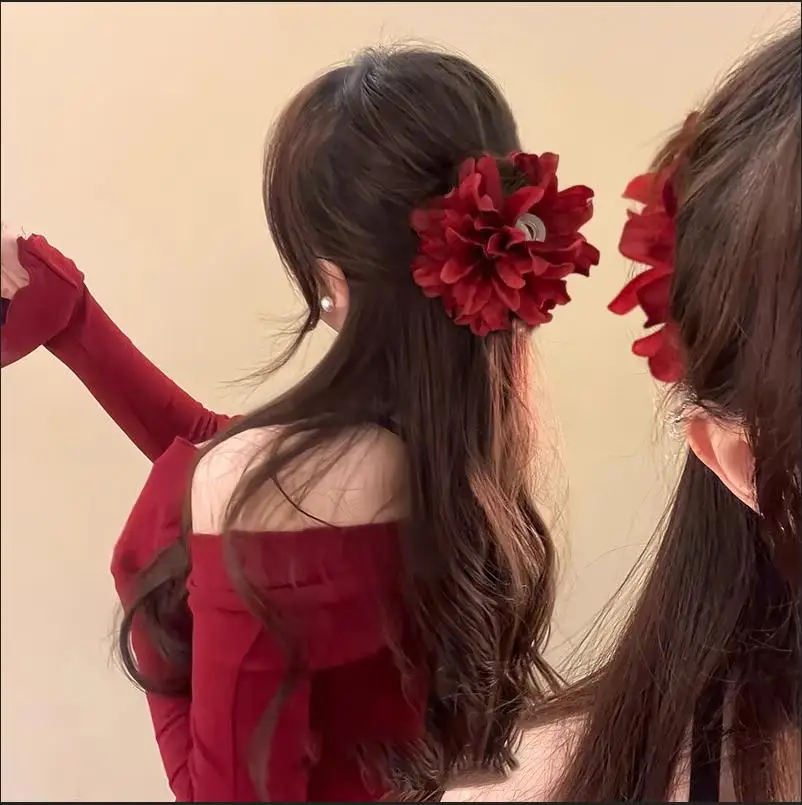 Große Blumen-Haarklammer, elegante ein-/doppelseitige Blumen-Haarklammer für Frauen, große Haarspangen, Haarnadel für Pferdeschwanz