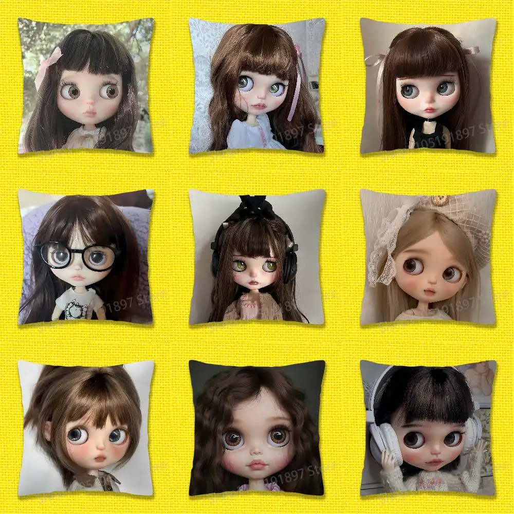 

Lovely Girl B-Blythe Doll Throw Pillow Case For 45x45cm 40x40cm 30x30cm 50x50cm 55x55cm Square Home Pillowcase Case