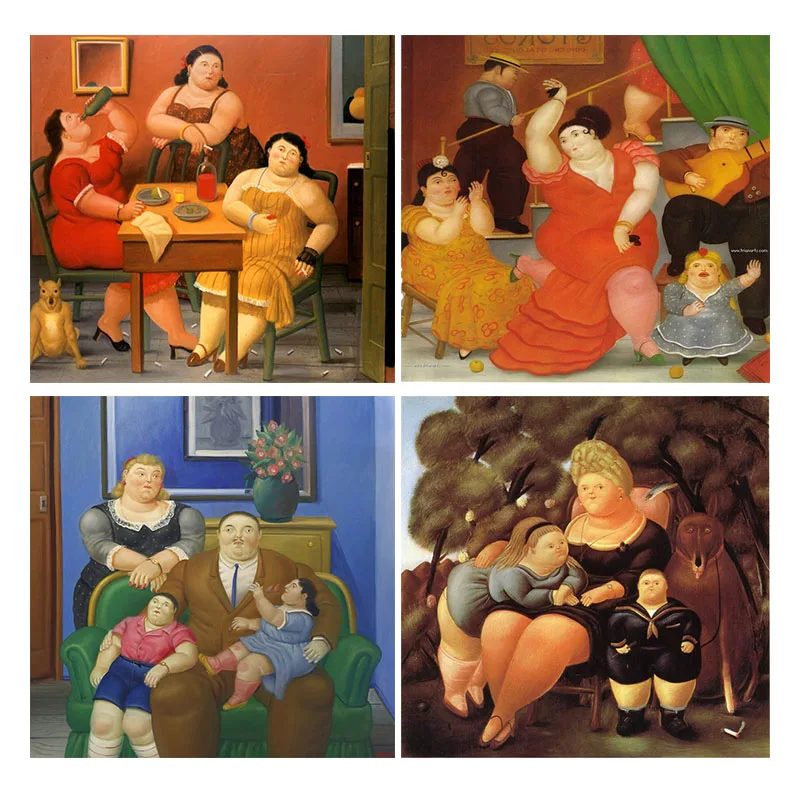 

5D DIY Diamond Painting Fernando Botero Famous Canvas Painting Fat Art Man and Woman Family Art Home Decor Picture