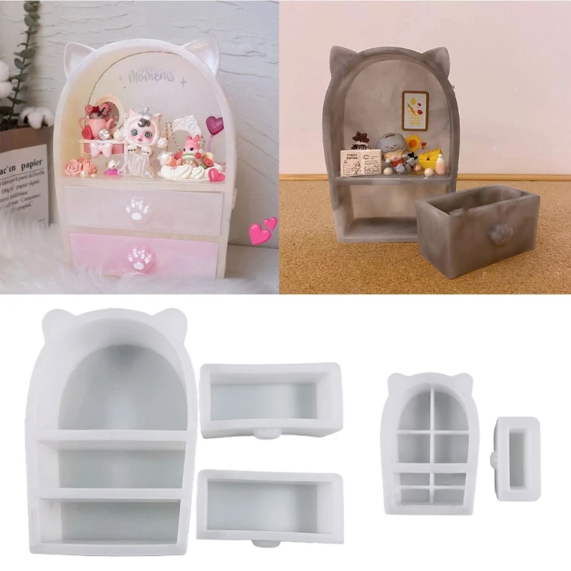 Drawer Container Molds Cat Ears 3D Twisted Jewelry Storage Box Silicone Mold for DIY Epoxy Resin Trinket Rings Holder Home Decor
