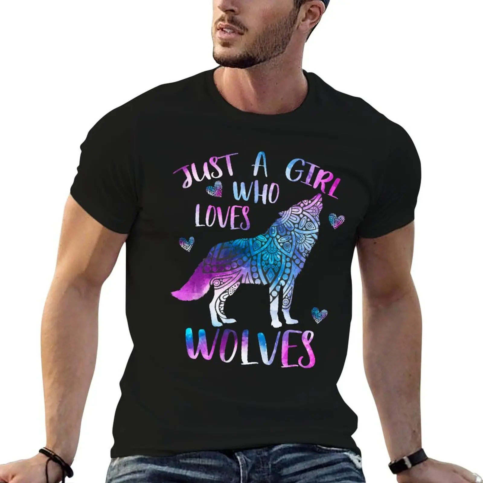Just a girl who loves Wolves T-Shirt Tough Fabric Work Tee