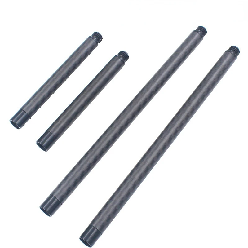 Indoor Outdoor DIY Carbon Fiber Pole Rod High Strength Extension Tool Diameter 12mm Black with M10 Adapter Screw 1PCS