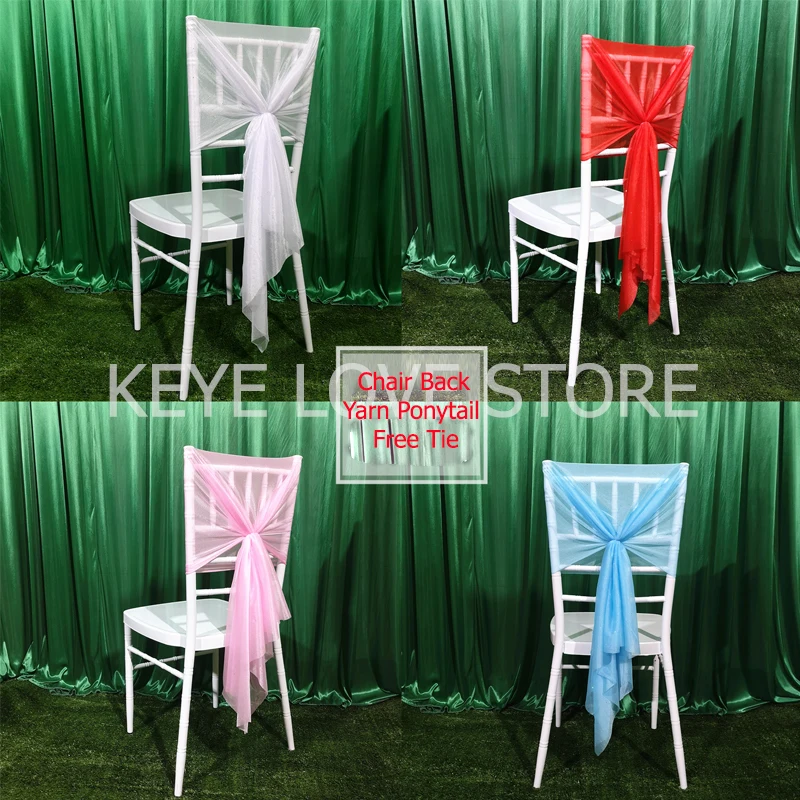 New Ponytail Chair Back Sashes Yarn Free Tie Chair Back Bow Hotel Wedding Wedding Bamboo Chair Party Decorative Mantle 10PCS