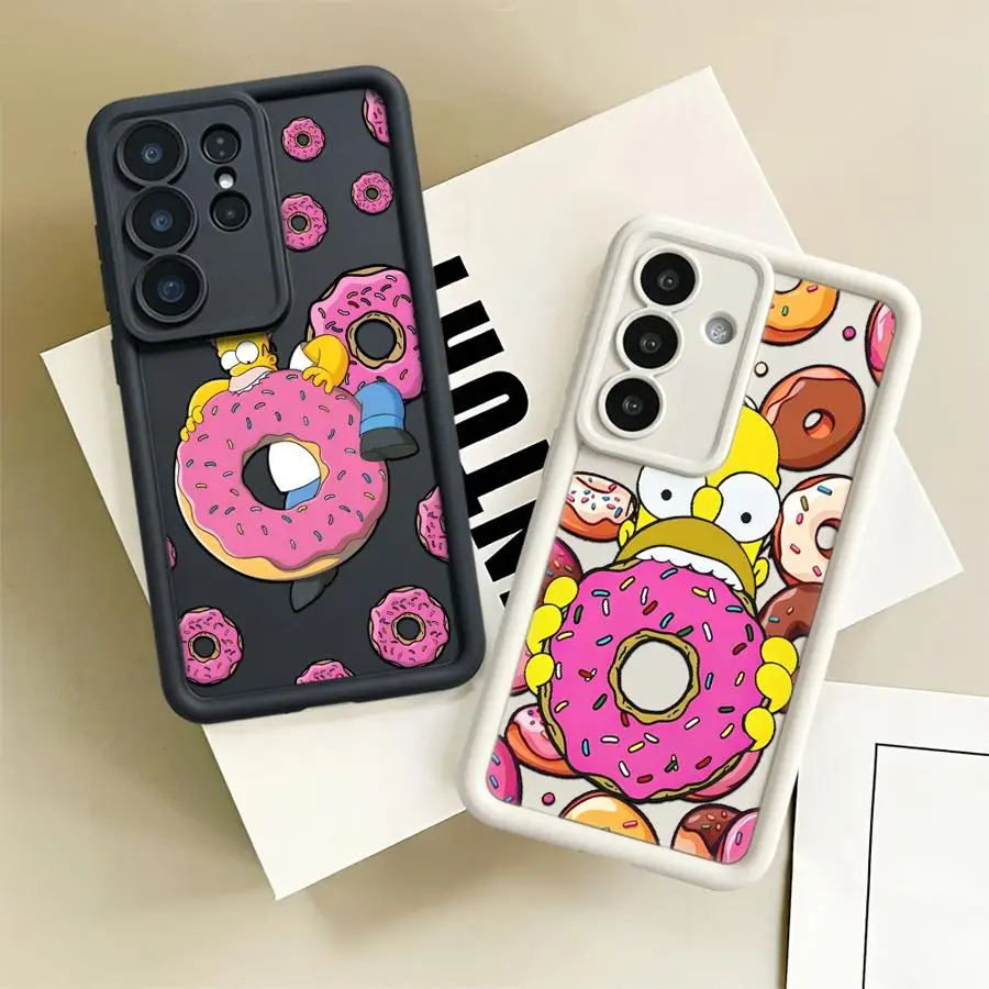 Donut Simpson Homer Case for Samsung Galaxy S26 Ultra S25 Edge S25 S24Ultra S20FE S24 Plus S22 S21 S23 FE Phone Cover