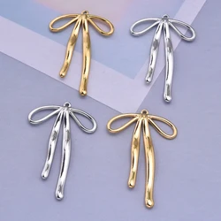 8pcs New Metal Smooth Bow Charm Pendant Stainless Steel Diy Handmade Necklace Men Women's Necklace Jewelry Pendant Material