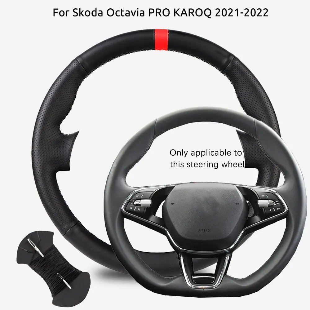 

Scratch-Resistant DIY Car Steering Wheel Cover Microfiber Leather For Skoda Octavia PRO KAROQ 2021-2022