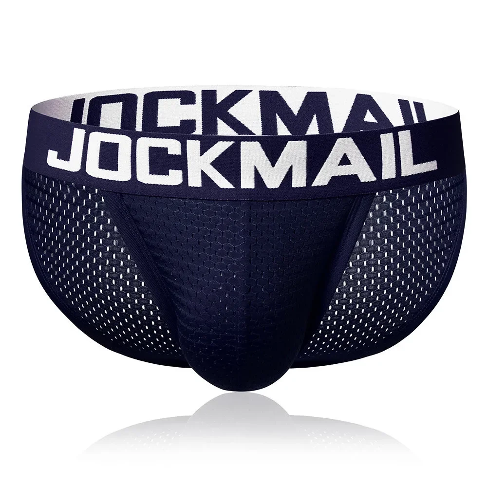 JOCKMAIL Mesh Sexy Men Underwear Ice Silk Men Briefs Breathable Slip Bikini Gay Male Panties Underpants Summer Men's Clothes