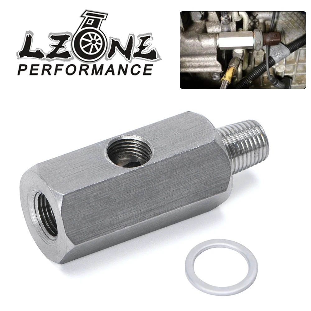 LZONE - Stainless steel 1/8'' BSPT Oil Pressure Sensor Tee to NPT Adapter Turbo Feed Line Gauge T-Piece JR-OGA02