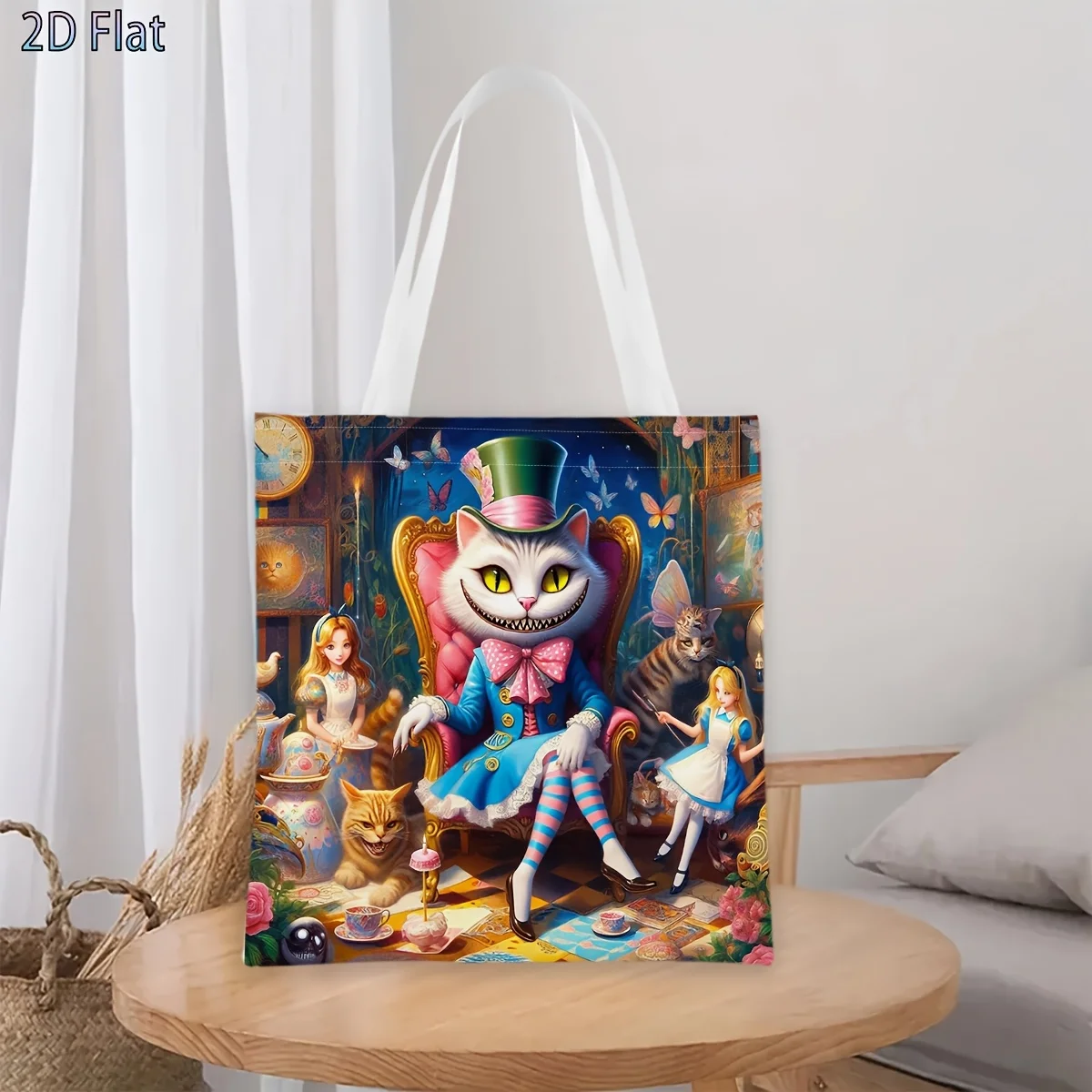 1pc Alice in Wonderland Cheshire Cat Mad Hatter Style Tote B