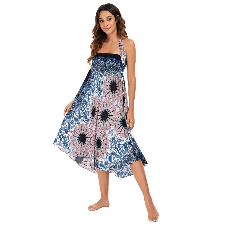 Maxi Boho Lange Röcke für Damen Bohemian Rock mit Blumenmuster Gypsy Boho Hippie Yoga Urlaub Strand – Detail 17