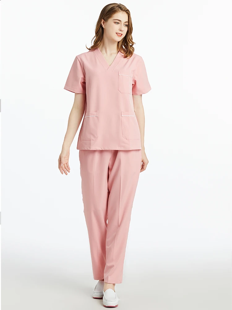 Ropa de lavado de manos para hombres y mujeres, ropa de médico de manga corta, ropa de trabajo de clínica oral, cepillo elástico, ropa de mano, enfermera