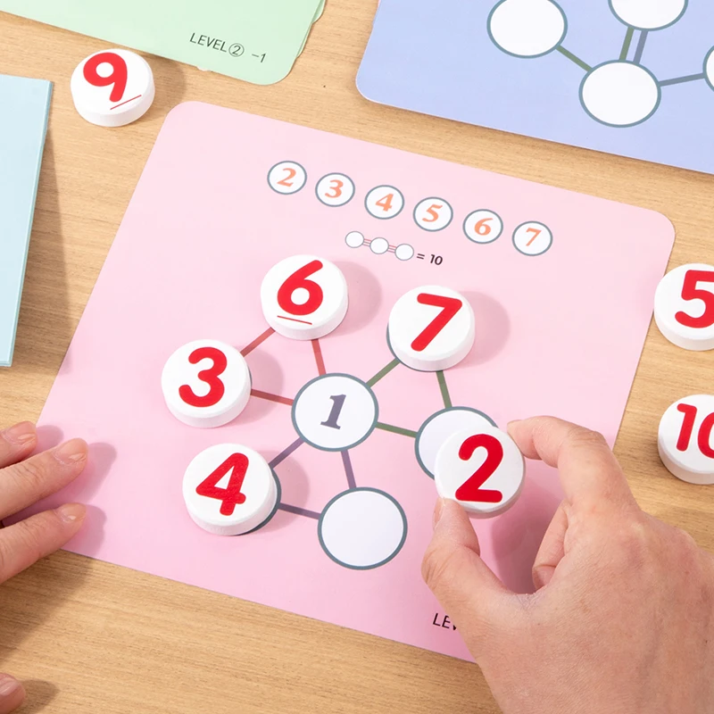 Gráfico de matemática de madeira para crianças, jogo de treinamento de pensamento, educação precoce, aprendizagem cognitiva, reconhecimento de números, brinquedo de auxiliares de ensino