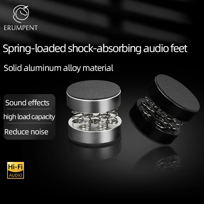 ERUMPENT 4 PCS HiFi Speaker Spike Aluminum Alloy Shock Absorption Spring Damping Pad Stand Feet for Audio CD Amplifier