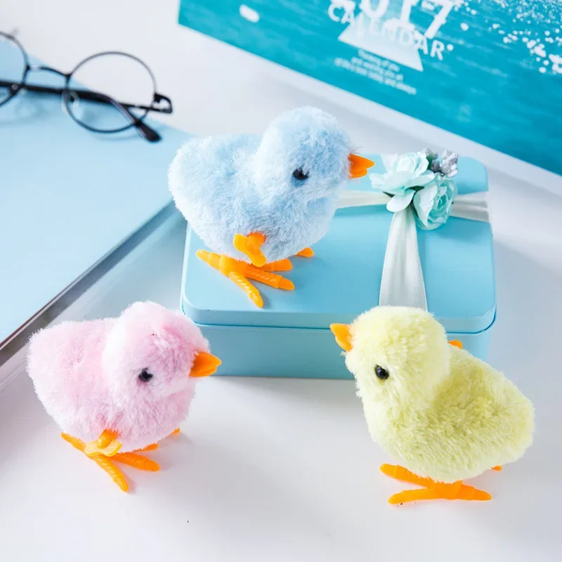 Juguetes de dibujos animados de pollo para saltar, juguetes interactivos de cuerda, juguetes para saltar, caminar, saltar, saltar, de peluche, relojería, suministros para pollitos, 1Pc