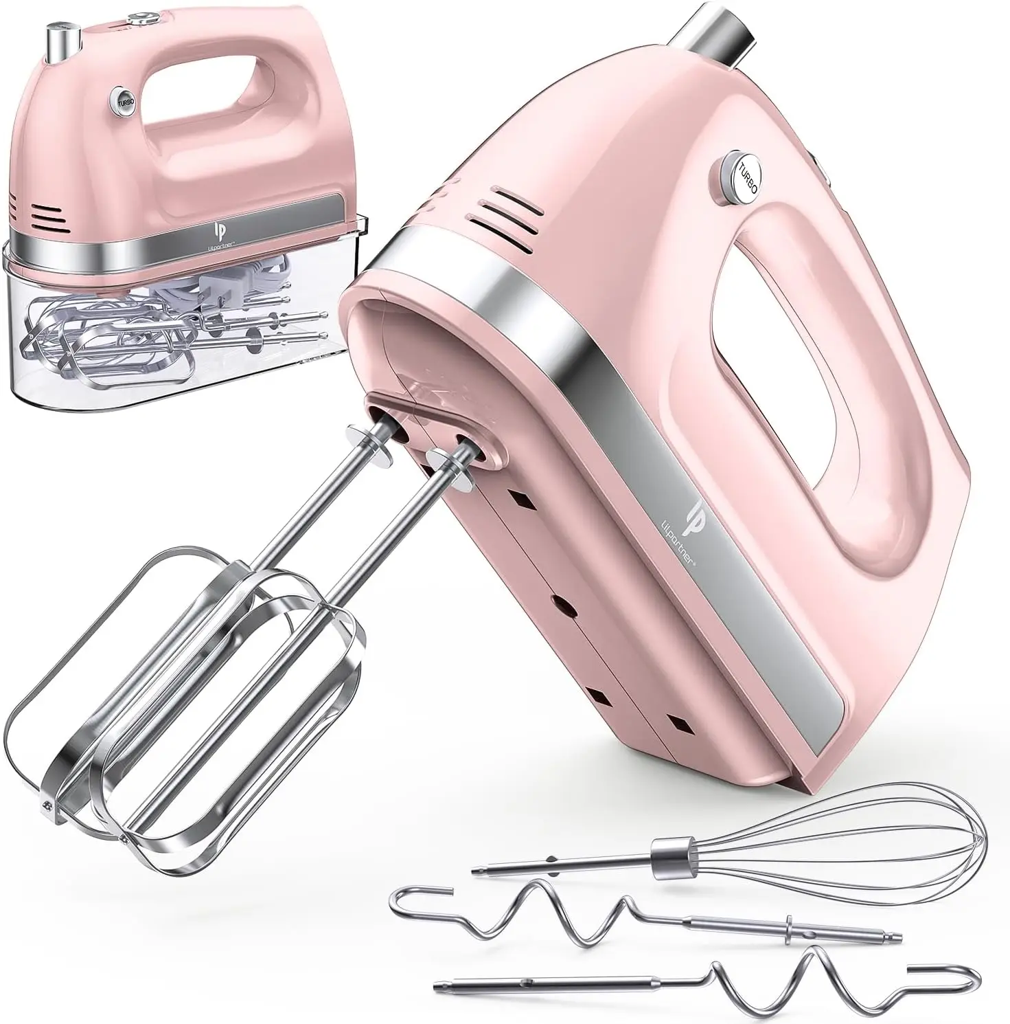 Hand Mixer Electric, 400W Food Mixer 5 Speed Handheld Mixer, 5 Stainless Steel Accessories, Storage Box, Kitchen Mixer with Cord