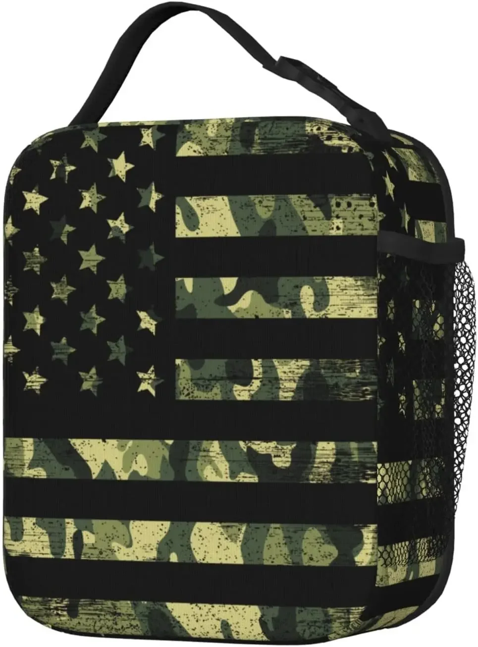 Camouflage American Flag Lunch Box Camo Insulated Lunch Bags for Women Men Girls Boys Detachable Handle Lunch Box Meal Tote Bag