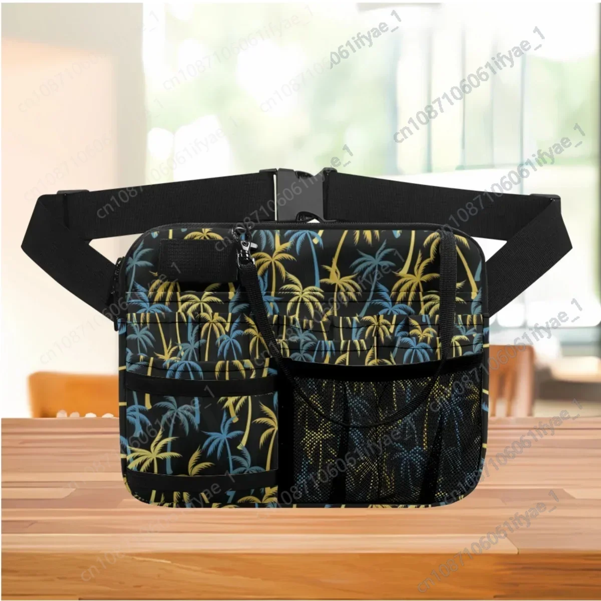 Tropical Palm Print Nurse Belt Bag Medical Staff Universal Multi Pocket Fanny Pack Emergency Supplies Storage Nursing Hip Bags